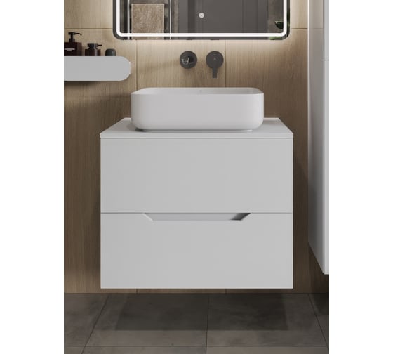 Тумба с раковиной подвесная Orange Line 70 см, белый Li-70TuwMDF+B05-500W 1