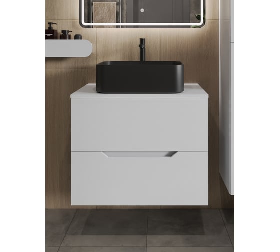 Тумба с раковиной подвесная Orange Line 70 см, белый/черный Li-70TuwMDF+B02-460MB 1