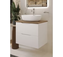 Тумба c раковиной подвесная BOND белая со столешницей под дерево T99605-S01500
