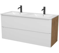 Тумба с раковиной для ванной ЗОВ Дион 120, Белый мат-Дуб D120BD+NS2001-120