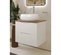 Тумба c раковиной подвесная белая со столешницей под дерево BOND T99605-S58490