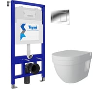 Комплект Teymi инсталляция Aina 52 + клавиша смыва Aina хром + подвесной унитаз с T70801 ЦБ-00298887