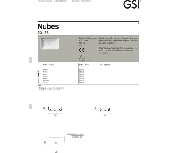 Накладная раковина GSI KUBE X без перелива, белый глянец 942911