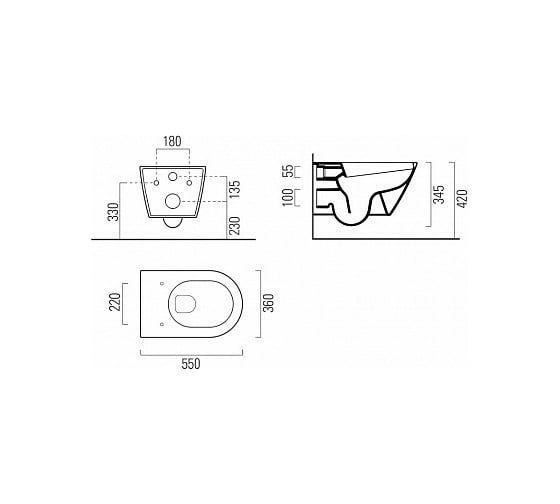 Подвесной унитаз GSI KUBE X 55/F с системой смыва Swirlflush, без крепежа, белый 941511