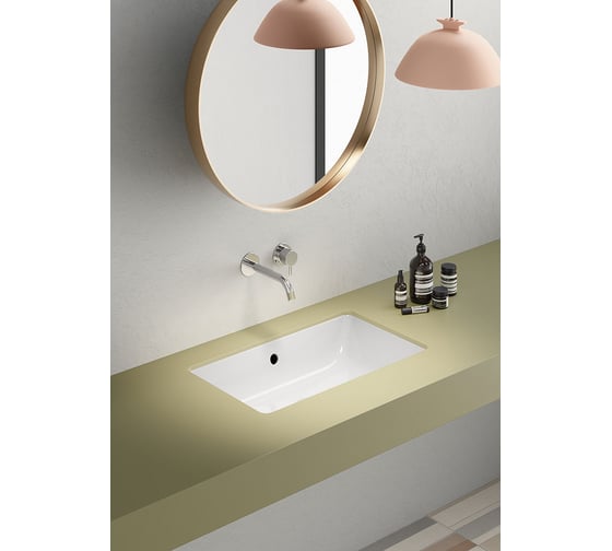 Раковина под столешницу GSI KUBE X с переливом, 60x37, белый 895311