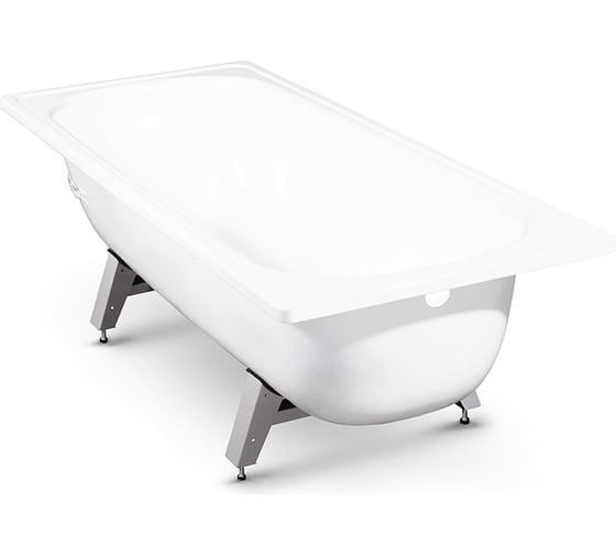 Стальная ванна ВИЗ ANTIKA 170x70x40 см, с опорной подставкой, с рантом, белая орхидея A-70001
