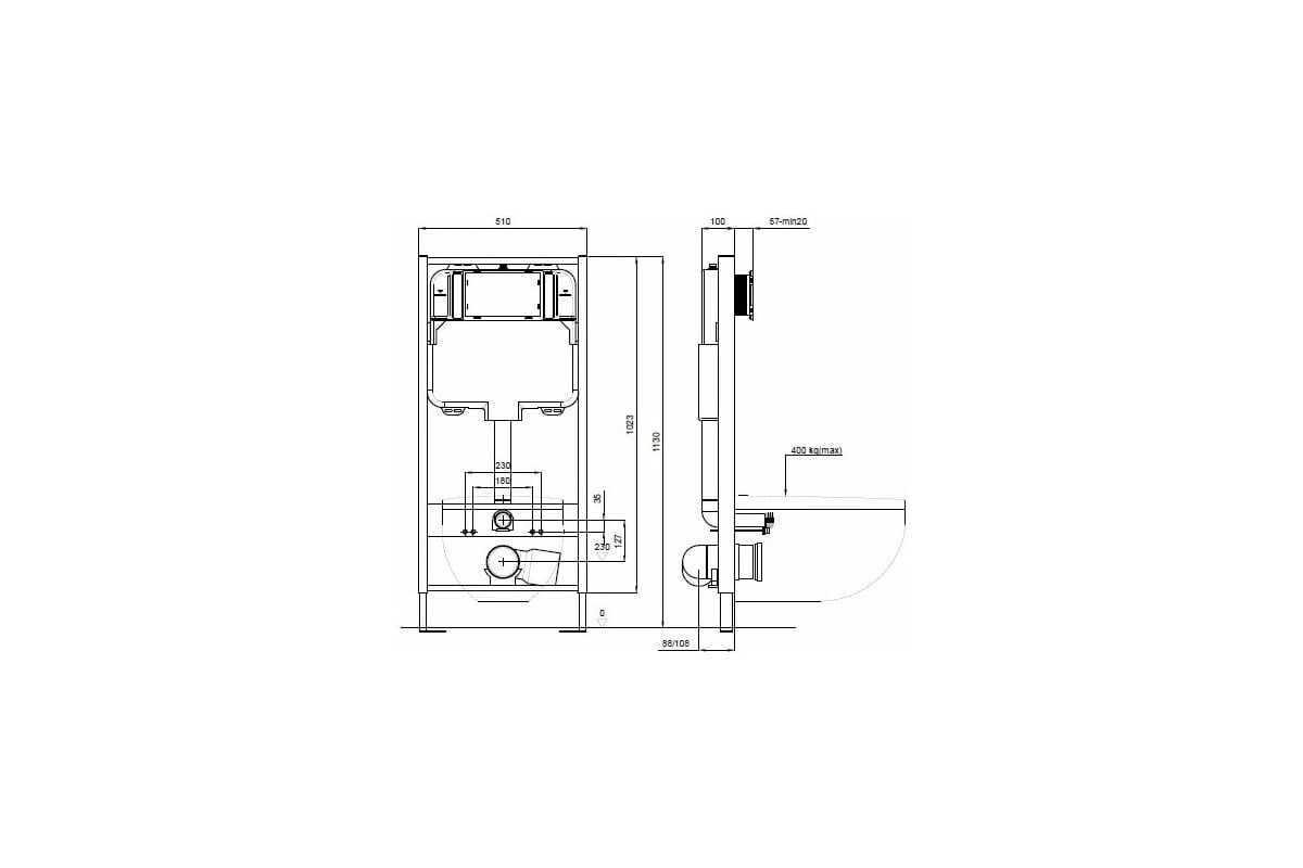 Монтажная рама для подвесного унитаза Aquatek 1130х510х100 ...