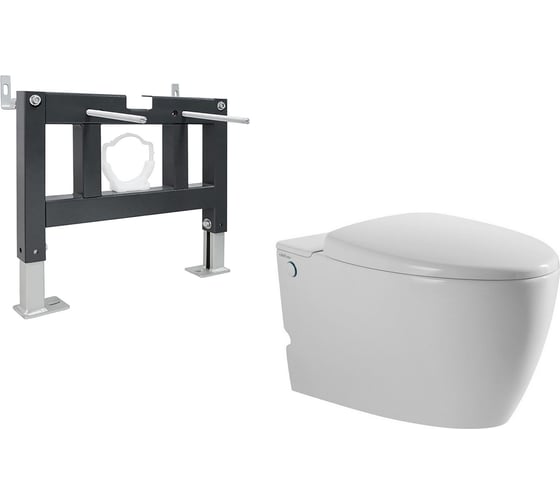 Комплект ABBER подвесной унитаз Bequem AC1107P белый с импульсным смывом с инсталляцией AC0101P AC1107P-AC0101P 1