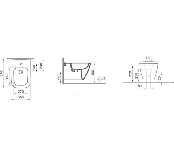 Подвесное биде Vitra Integra Square рекомендуется с рамой 780-5800 7083B003-0288