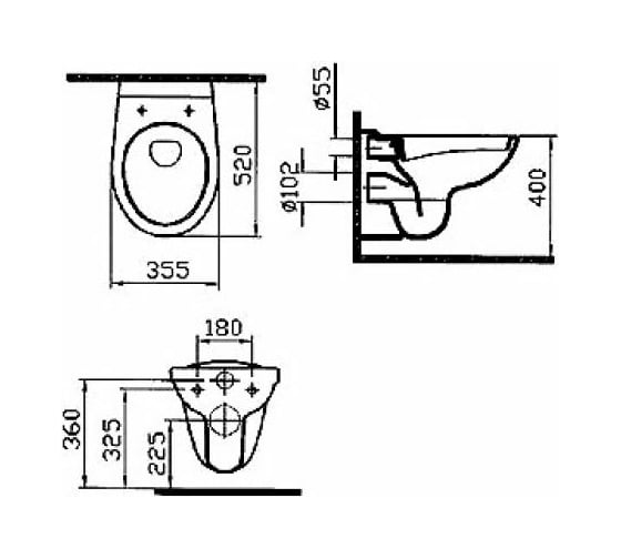 Подвесной унитаз S10 Vitra SpinFlush безободковый 7855B003-0075