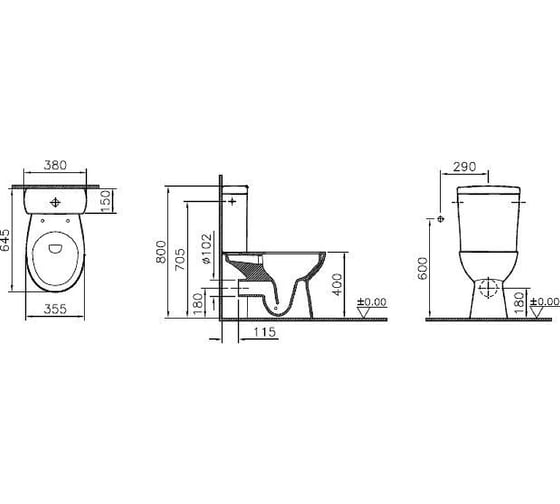 Комплект напольного безободкового унитаза Vitra S10 Open-Back с сиденьем микролифт 9822B003-7204