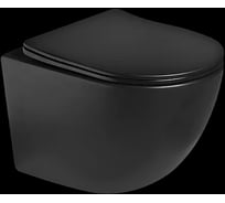 Унитаз подвесной безободковый Santi Line система смыва Tornado (чёрный матовый) SL-5005T-MB
