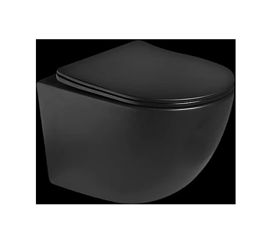 Унитаз подвесной безободковый Santi Line система смыва Tornado (чёрный матовый) SL-5005T-MB 1