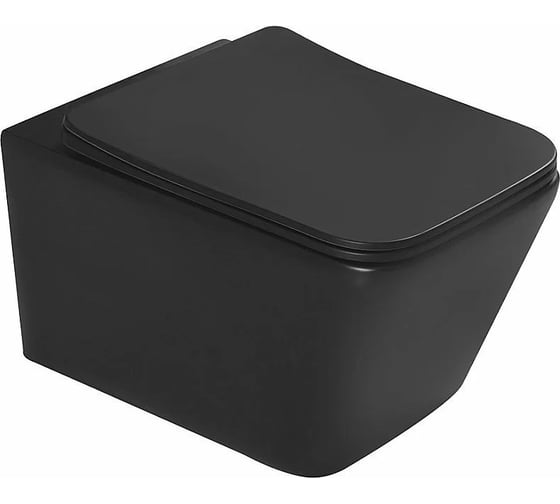 Унитаз подвесной безободковый Santi Line система смыва Tornado (чёрный матовый SL-5007T-MB 1