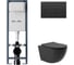 Комплект AM.PM I012711.0338 ErgoFit инсталляция для унитаза с клавишей ErgoFit M пластик, черный матовый + унитаз Long 525х360 безободковый, Vortex (Торнадо), сиденье Soft-Close, черный матовый, овал I012711.0338OV2140 1