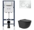 Комплект AM.PM I012709.0101 PrimeFit инсталляция для унитаза с клавишей PrimeFit L, бел глянц + Унитаз Long 525х360 безободковый, Vortex (Торнадо), сиденье Soft-Close, черный матовый, овал I012709.0101OV2140 1