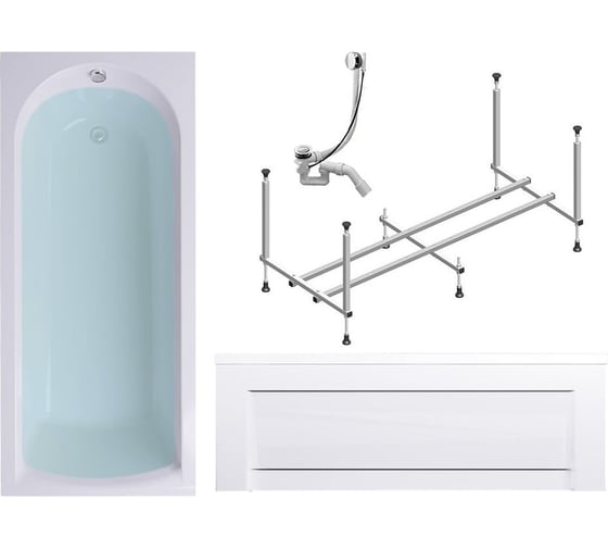 Комплект Акриловая ванна TIMO MIKA1880 1800_800_580+Каркас+Слив-перелив+фронтальная панель MIKA1880-KT18-SPV1505-FP18S 1