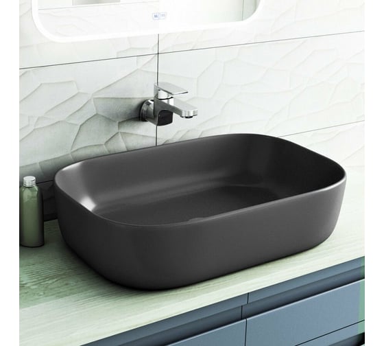Раковина Teymi Solli 60 artceramic, накладная, темно-серый матовый ЦБ-00259925