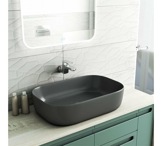 Раковина Teymi Solli 60 artceramic, накладная, темно-серый матовый ЦБ-00259925
