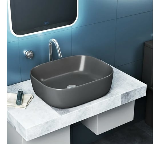 Раковина Teymi Solli 50 artceramic, накладная, темно-серый матовый ЦБ-00259924