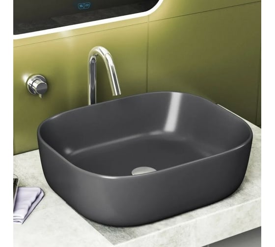 Раковина Teymi Solli 50 artceramic, накладная, темно-серый матовый ЦБ-00259924