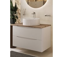 Тумба c раковиной подвесная белая со столешницей под дерево BOND T09805-S03410