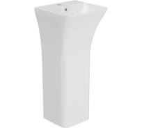 Умывальник-моноблок прямоугольный WAVE MONO, 340×340×835 мм (ш×г×в), с хромированным переливом, белый 557856