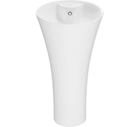 Умывальник-моноблок круглый WAVE GRAND, 455×455×870 мм (ш×г×в), с хромированным переливом, белый 557860