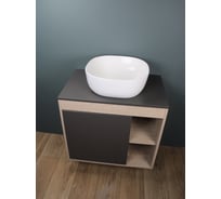 Тумба подвесная с раковиной для ванной Teymi Nura, 80 см, корпус дуб, фасад графит, раковина Solli 41 F1 F13194 ЦБ-00302101