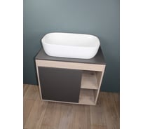 Тумба подвесная с раковиной для ванной 80 см Nura корпус дуб фасад графит раковина Solli 60 Teymi F13192 ЦБ-00285314