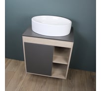 Тумба подвесная с раковиной для ванной 60 см Nura корпус дуб фасад графит раковина Lori 50 Teymi F03458 ЦБ-00285310