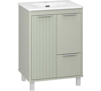 Тумба напольная Brevita RISACCA pistachio - 60, 2 двери, 1 ящик, матовая эмаль + раковина УТ000026418