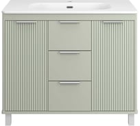 Тумба напольная Brevita RISACCA pistachio - 100, 2 двери, 1 ящик, матовая эмаль + раковина УТ000026422