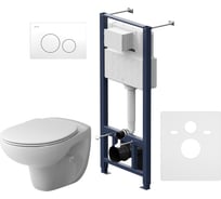 Инсталляция AM.PM Pro L с подвесным безободковым унитазом Sense с сиденьем, кнопка белая IS49001.741700