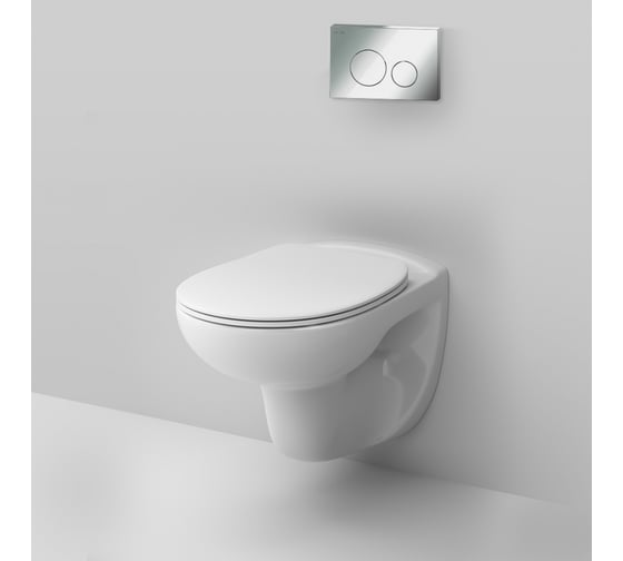 Инсталляция AM.PM Pro L с подвесным безободковым унитазом Sense с сиденьем, кнопка глянцевый хром IS49051.741700
