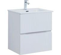 Тумба подвесная с раковиной Aquanet Джейн 60 Flat, цвет белый сатин 00334578