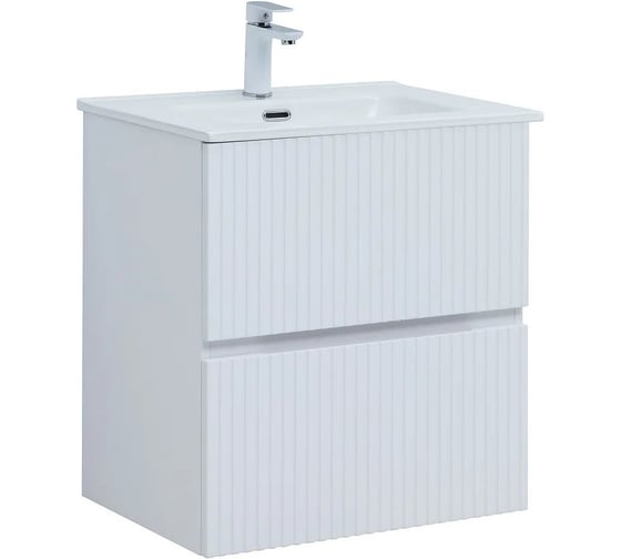 Тумба подвесная с раковиной Aquanet Джейн 60 Flat, цвет белый сатин 00334578 1