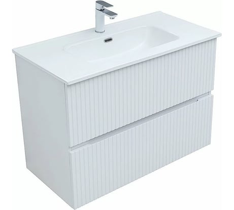 Тумба подвесная с раковиной Aquanet Джейн 90 Flat, цвет белый сатин 00367783