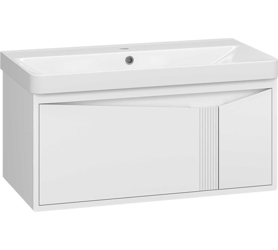 Тумба подвесная Brevita CASCADE - 90 с 1 ящиком, белая раковина УТ000025 УТ000025617 1
