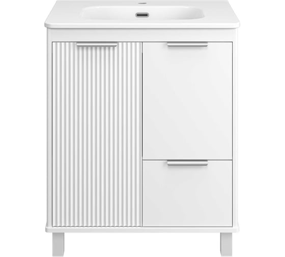 Тумба напольная Brevita RISACCA White - 70, 2 дверцы, 1 ящик, матовая эмаль + раковина УТ000027937 1