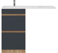 Тумба с раковиной Onika Милтон 58 напольная под стиральную машину, серая/дуб сонома (ум.Марсал 120) 105806