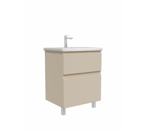 Тумба с раковиной RUVANN STELLO 60 + Moduo 60 в ванную напольная, cappuccino Т.STELLO-CA.П-60Н-KIT-MOD