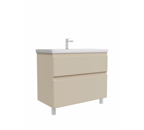 Тумба с раковиной RUVANN STELLO 100 + Фостер 100 в ванную напольная, cappuccino Т.STELLO-CA.П-100Н-KIT-FOS