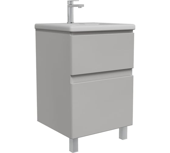 Тумба с раковиной RUVANN STELLO 50 + Como 50 в ванную напольная, грей Т.STELLO-GR.П-50Н-KIT-COM