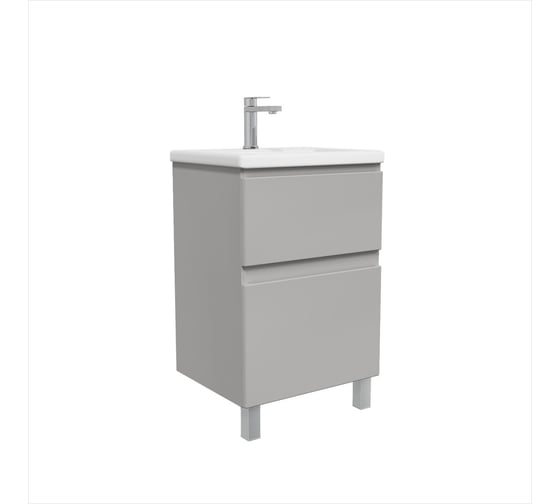Тумба с раковиной RUVANN STELLO 50 + Moduo 50 в ванную напольная, грей Т.STELLO-GR.П-50Н-KIT-MOD