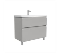Тумба с раковиной RUVANN STELLO 100 + Фостер 100 в ванную напольная, грей Т.STELLO-GR.П-100Н-KIT-FOS
