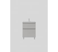 Тумба с раковиной RUVANN STELLO 60 + Миранда 60 в ванную напольная, грей Т.STELLO-GR.П-60Н-KIT-MIR