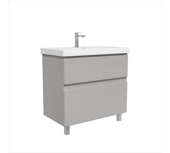Тумба с раковиной RUVANN STELLO 80 + Moduo 80 в ванную напольная, грей Т.STELLO-GR.П-80Н-KIT-MOD