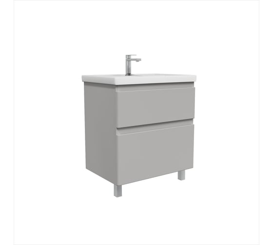 Тумба с раковиной RUVANN STELLO 70 + Фостер 70 в ванную напольная, грей Т.STELLO-GR.П-70Н-KIT-FOS