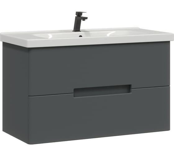 Тумба с раковиной RUVANN YUVA 100 + Гармония 100 в ванную подвесная Т.YUVA.П-100П-KIT-GAR